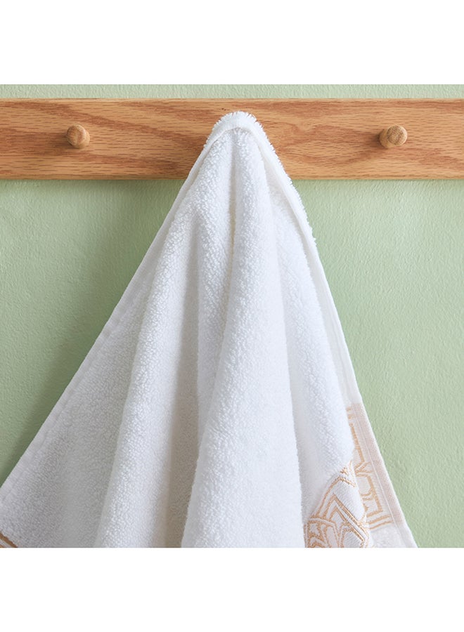 Home Box White Cotton Hand Towel with Gold Embroidery - Image 2